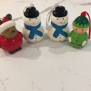 🎄Vintage plastic papier-mâché Christmas ornaments snowman  elf dog set (4)